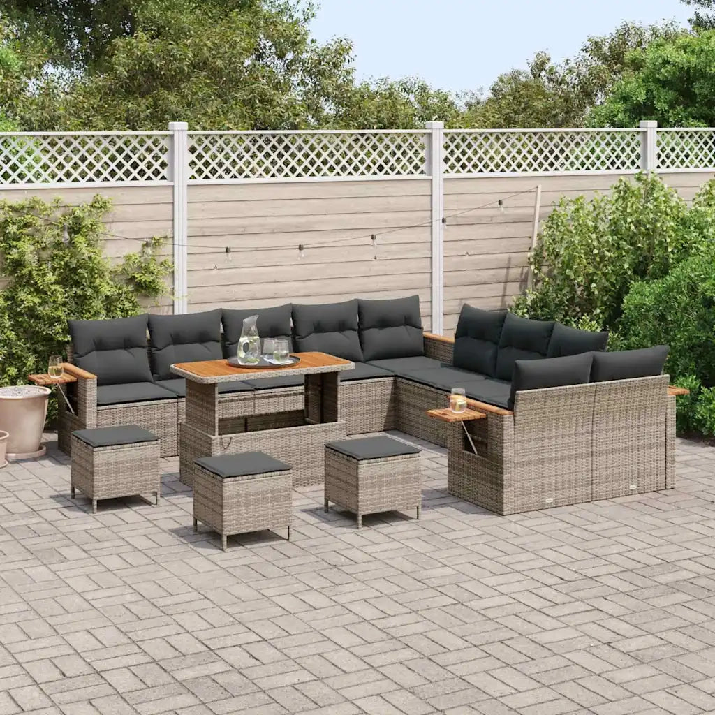 Set Divano da Giardino con cuscino 14 pcs Grigio