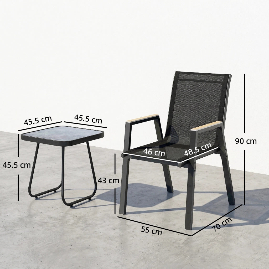 Set Bistr¨° da Esterni 3 Pezzi, Tavolino con Piedini Regolabili
