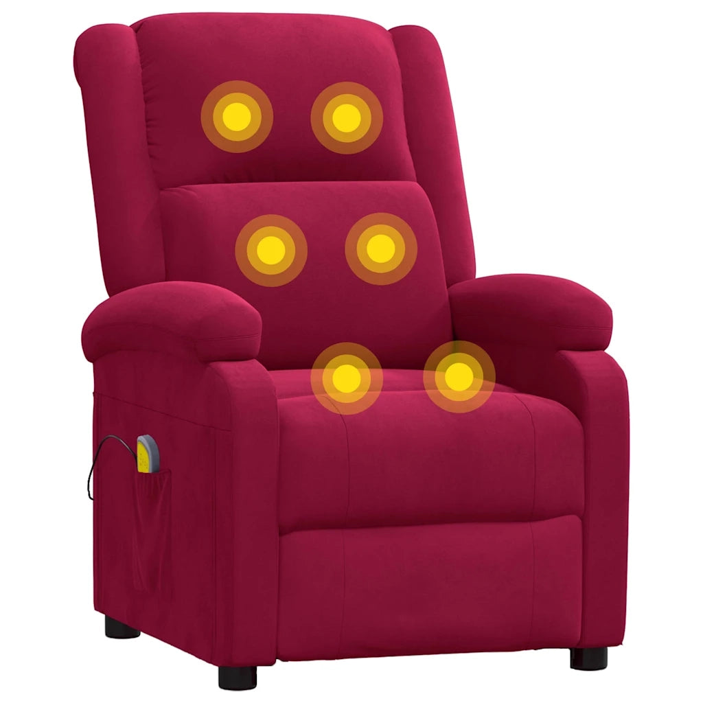 Poltrona Massaggiante Rosso Vino in Velluto 342415