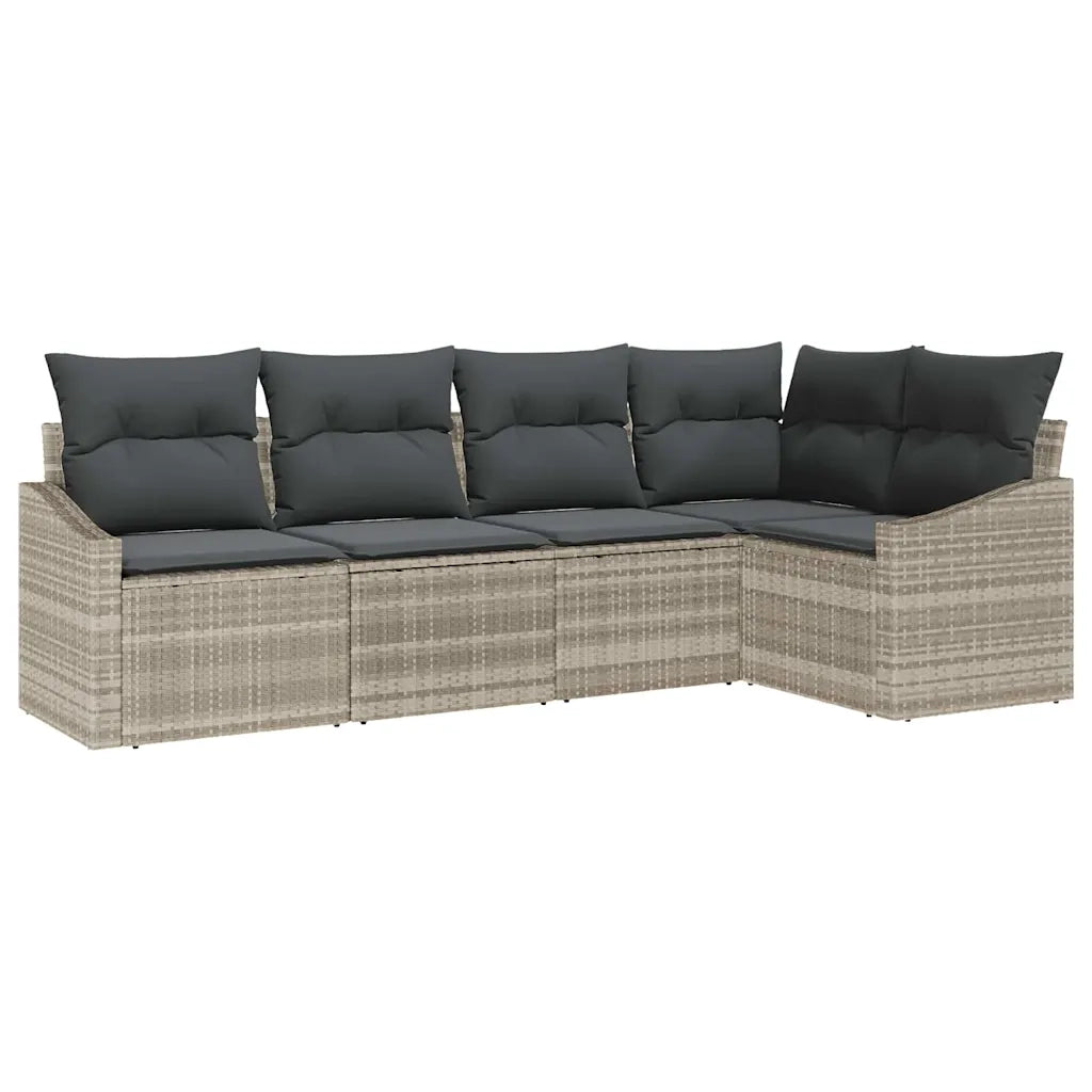 Set di divani con cuscino 5 pcs Grigio chiaro polyrattan 3346722