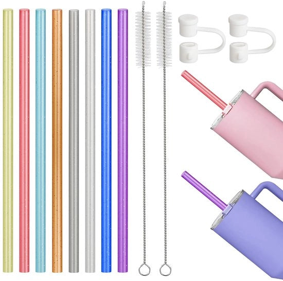 Riciclabili - Set di Steli per Drink - Steli per Tè di Bolla - Ecologici e Sicuri - 8 Colori - Liberi da BPA - Adatti a Diversi Tipi di Bevande
