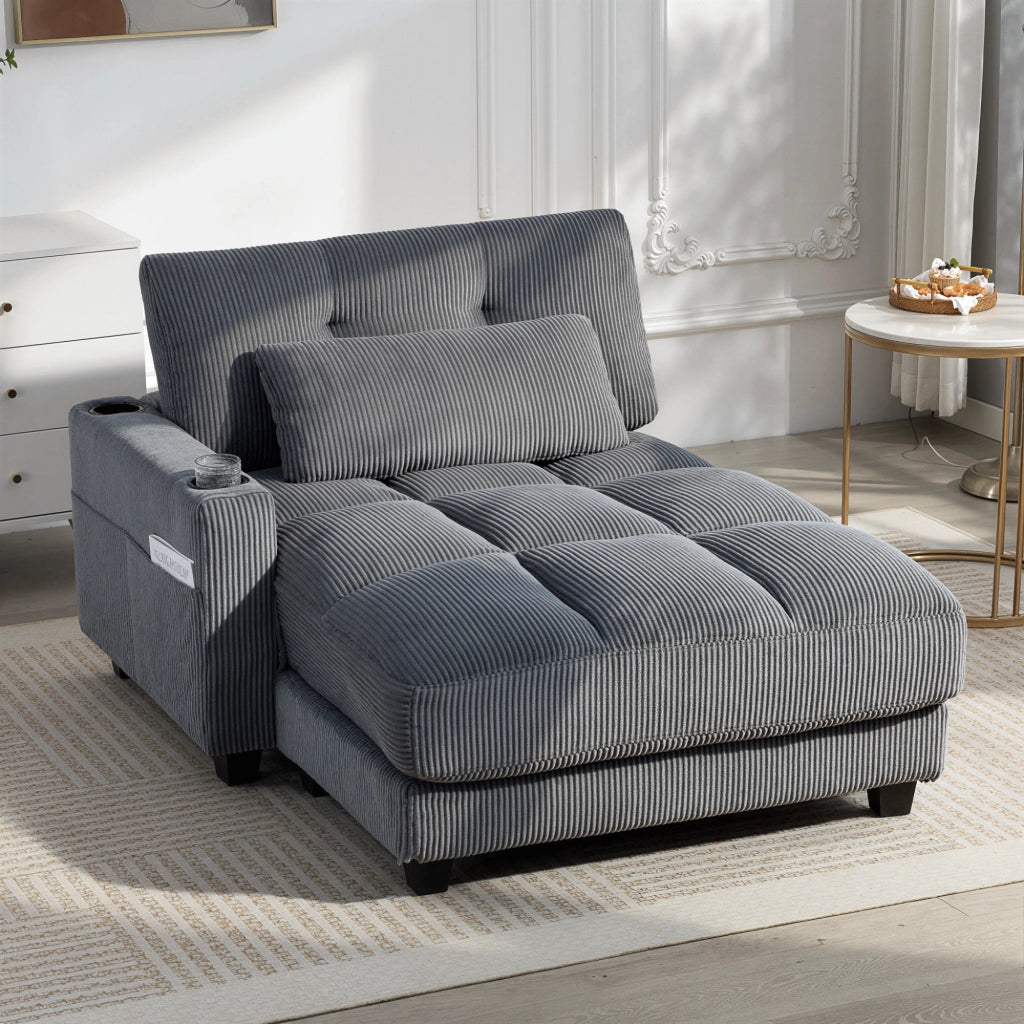 Divano letto con cuscini e portabicchieri ¨C Xylo ¨C Grigio, schiuma trasformabile