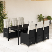 Set da Bistrò da Giardino 7 pz con Cuscini Nero in Polyrattan 3276993