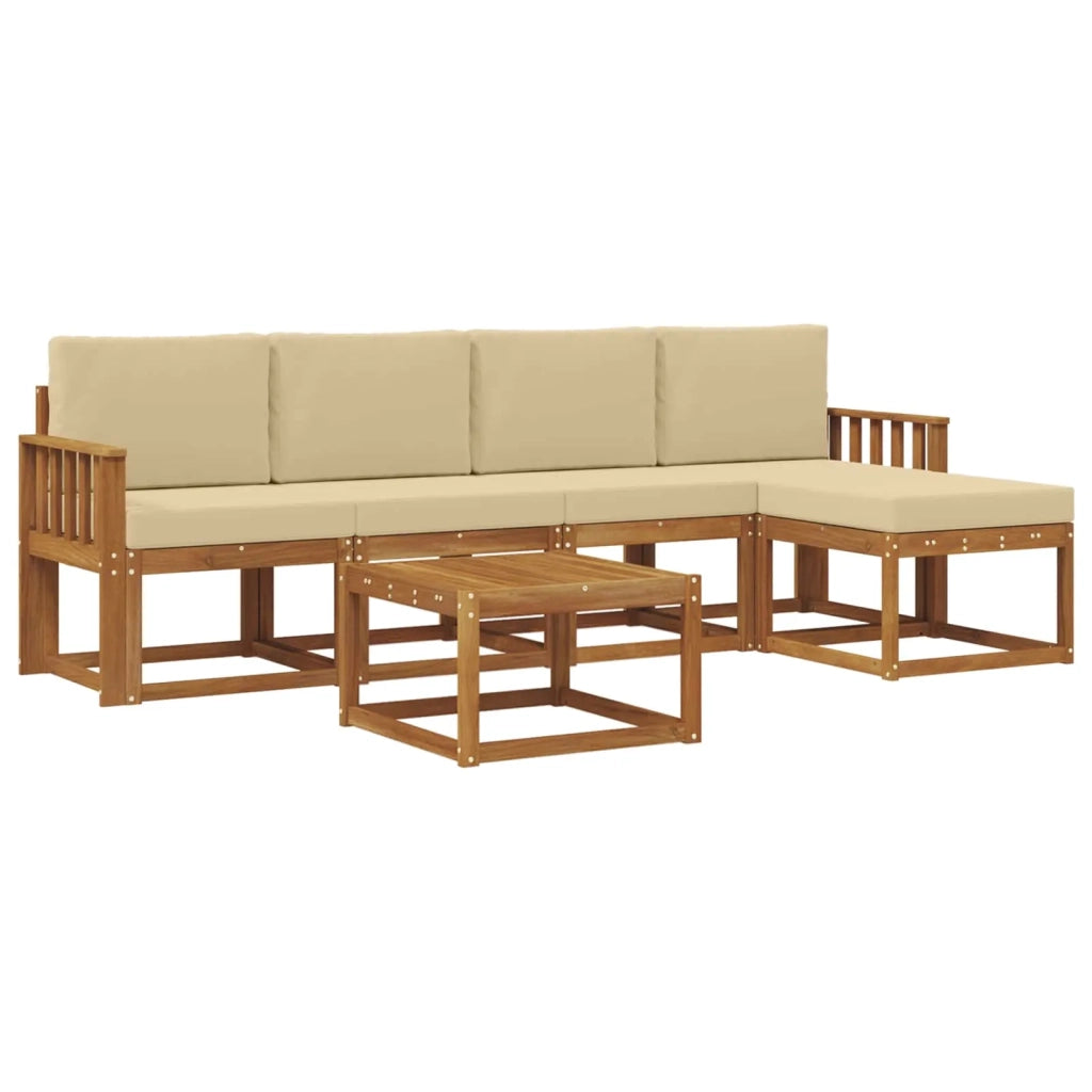 Set di divani da esterno con cuscino 6 pcs Naturale e Beige 3366286