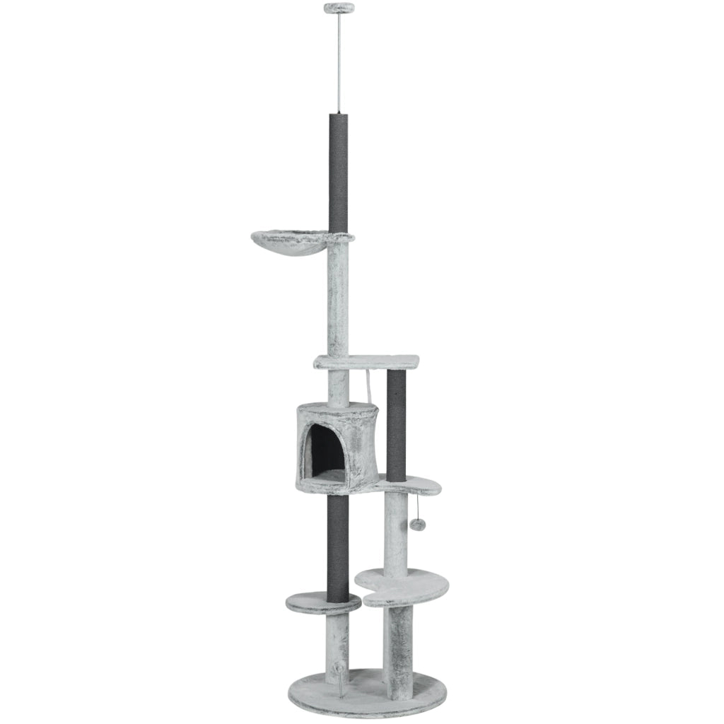 Albero tiragraffi con casetta e amaca ¨C Minimal ¨C Grigio 225-255cm