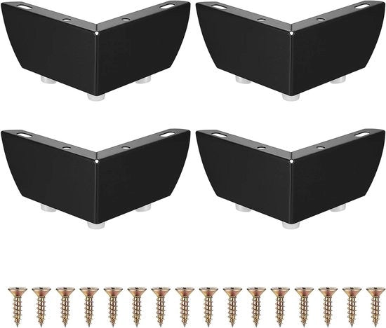 Set di 4 gambe per mobili 55mm metallo nero per armadi, divani e sedie
