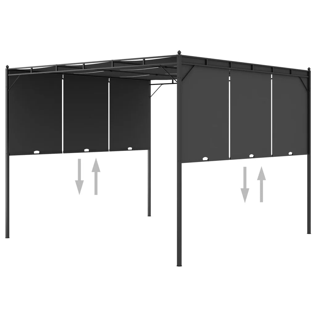 Gazebo | Pergolato da Giardino con Tenda Laterale 3x3x2,25 m Antracite