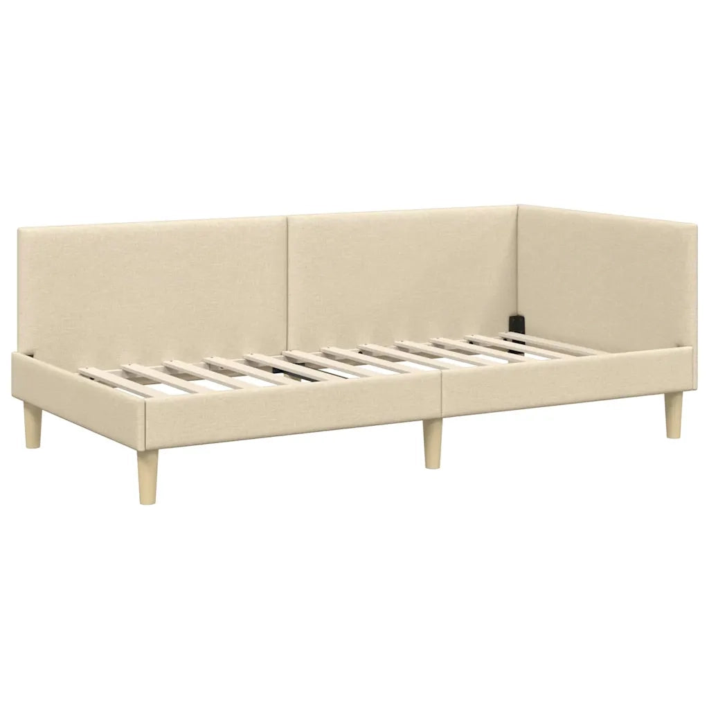 Cornice del letto ad angolo con testiera Crema 90 cm x 190 cm 42016187