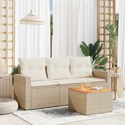 Set Divano da Giardino 4 pz con Cuscini Beige in Polyrattan 3256324