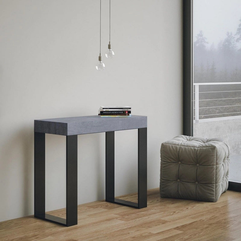 Consolle allungabile 90x40/300 cm Tecno Premium telaio Antracite - Cemento
