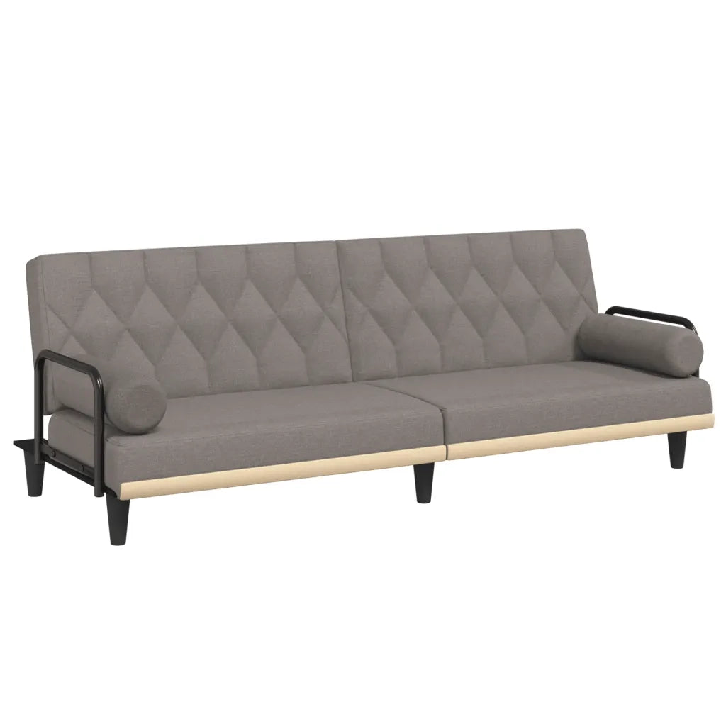 Divano Letto con Braccioli Tortora in Tessuto 351942