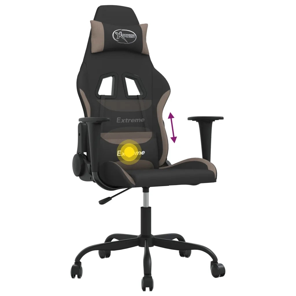 Sedia da Gaming Nero e Tortora in Tessuto 345471