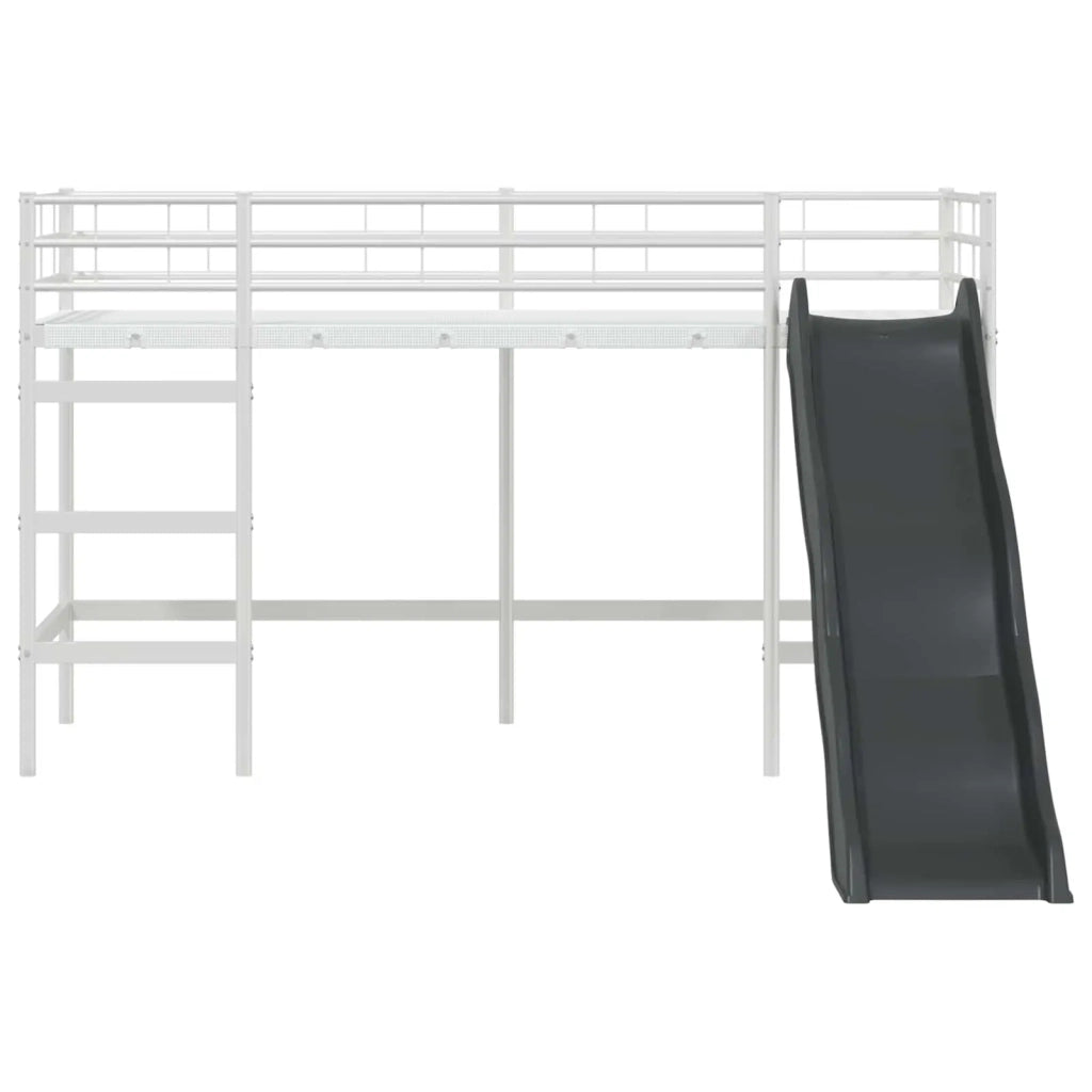 Letto loft per bambini con scivolo Bianco e Antracite