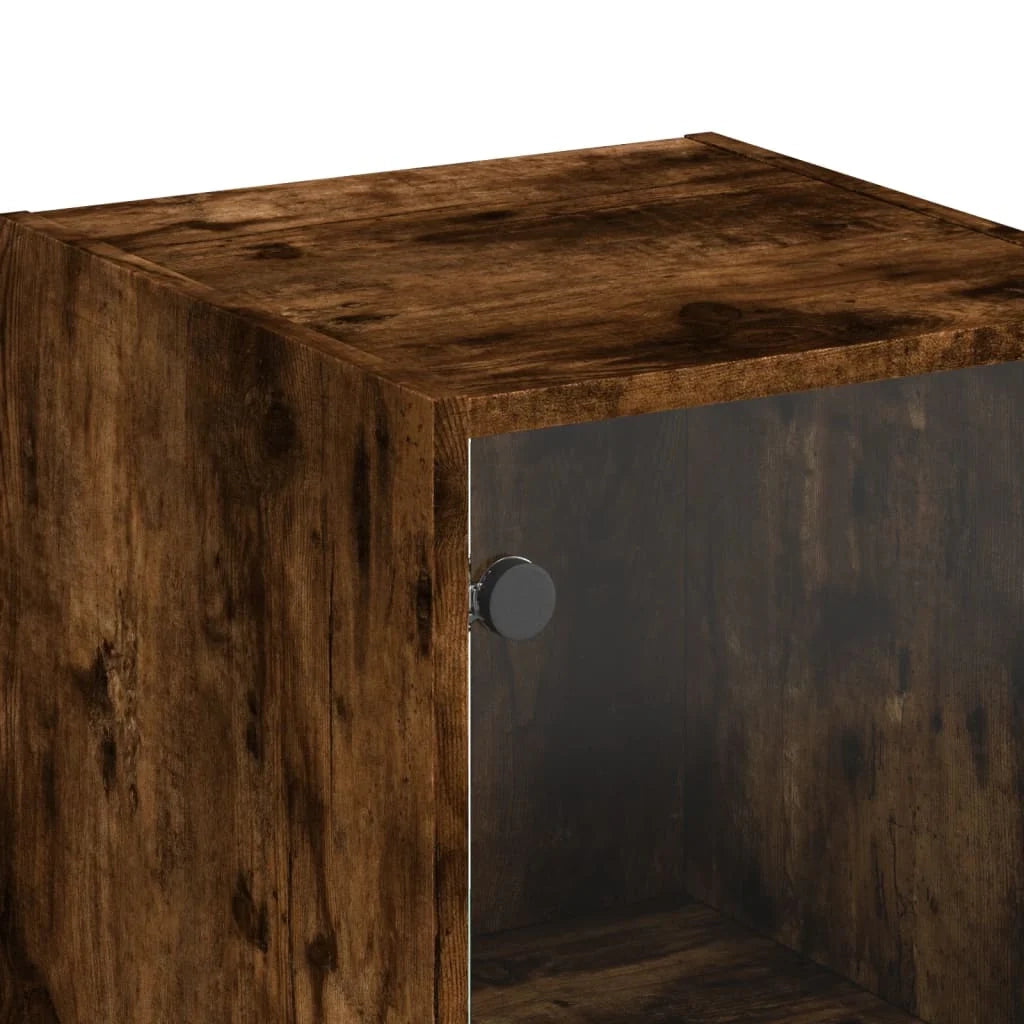 Credenza cassettiera armadio mobile contenitore organizer per cucina soggiorno salotto con anta in vetro 35 x 37 x 142 cm marrone 02_0030097