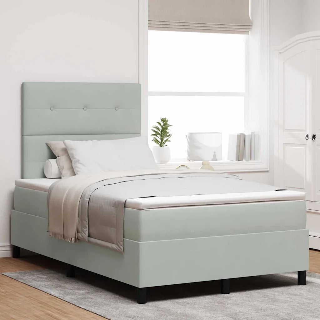 Letto a molle con materasso Grigio chiaro 120 x 200 cm Velluto 3339824