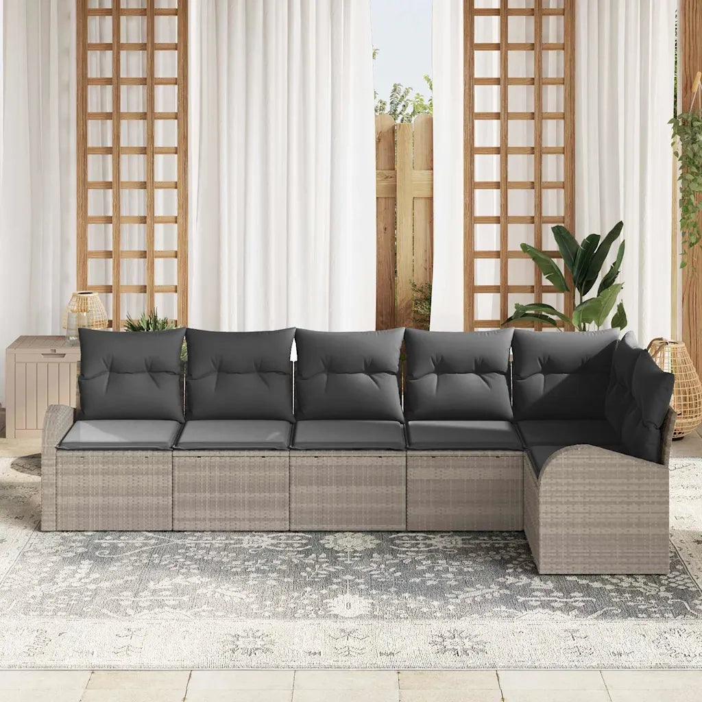 Set Divano da Giardino 6 pcs Grigio chiaro Poly Rattan 3346062