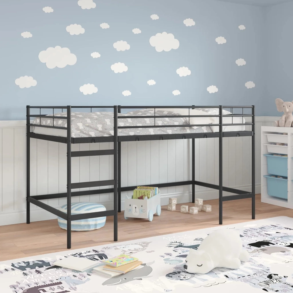 Struttura del letto loft per bambini-Giroletto per bambini Nero 107 x 200 cm Acciaio