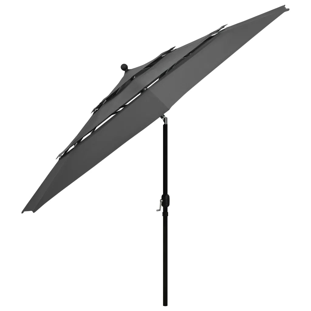 Ombrello | Parasolne a 3 Livelli con Palo in Alluminio Antracite 3,5 m