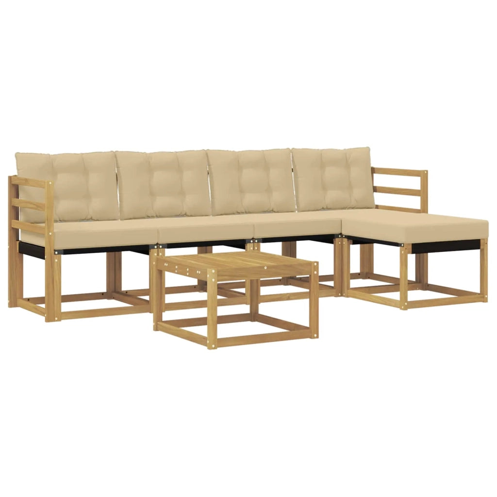 Set di divani da esterno con cuscino 6 pcs Bianco e Beige 3389395