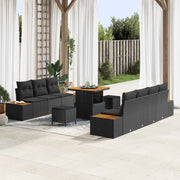 Set Divano da Giardino 10 pcs Nero polyrattan