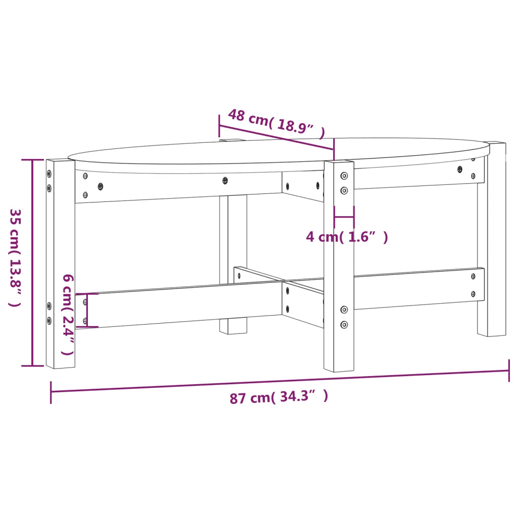 Tavolino da Salotto Grigio 87x48x35cm in Legno Massello di Pino 822324