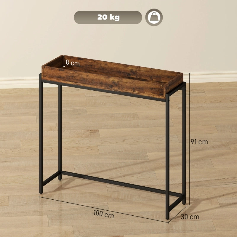 TAVOLO CONSOLLE Sottile 100x30x91 cm Marrone rustico Metallo e pannello