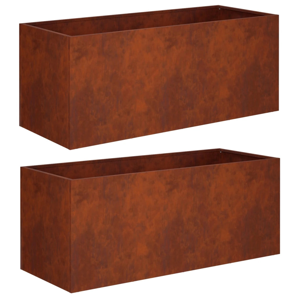 Vaso da giardino 2 pz Ruggine 80 x 40 x 40 cm Acciaio Corten 8005245