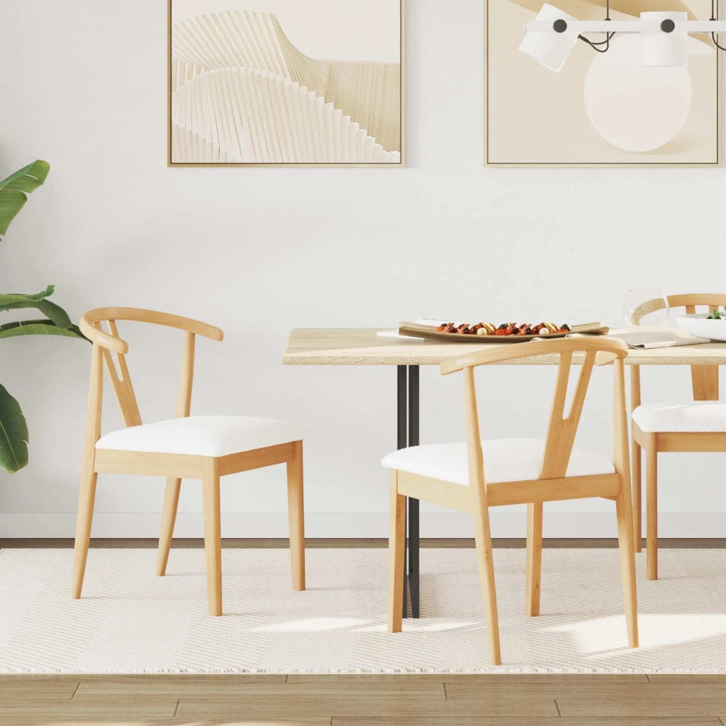 Sedia da pranzo 2 pcs Naturale e chiaro Legno di gomma solido