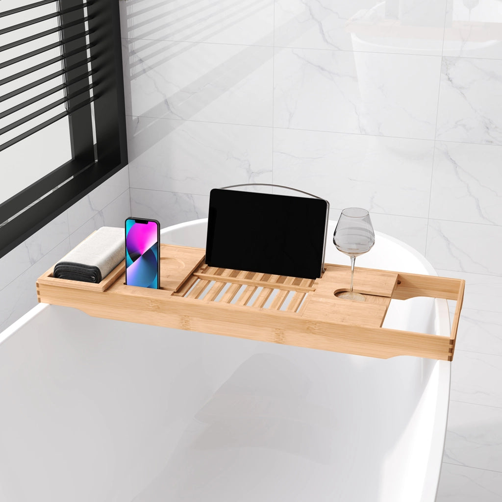 Ripiano per Vasca da Bagno in Bamb¨´ ¨C Xylo ¨C Regolabile con Supporto per Libro e Telefono