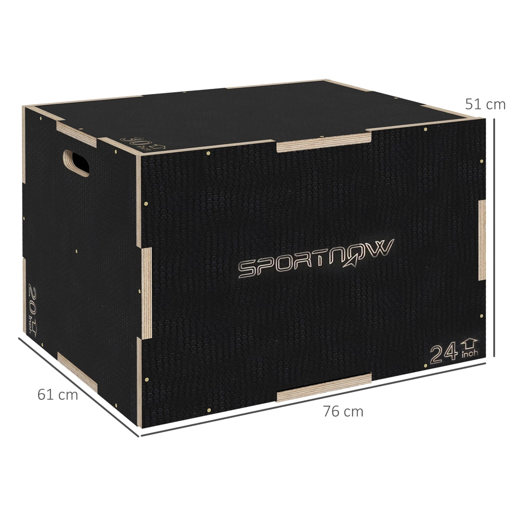 Box Pliometrico in Legno Antiscivolo ¨C Minimal ¨C Nero 76x61x51cm