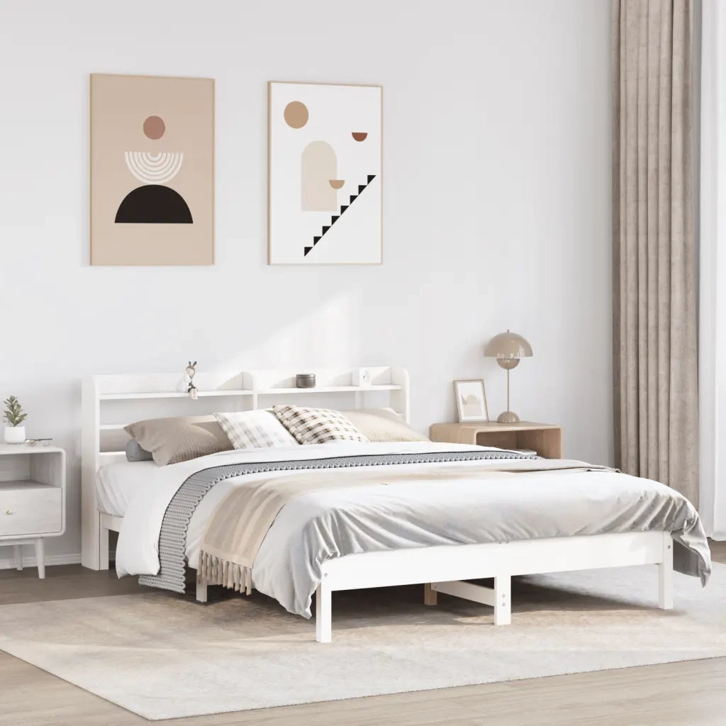 Letto senza Materasso-Struttura Letto Bianco 160x200 cm Legno Massello di Pino 561447