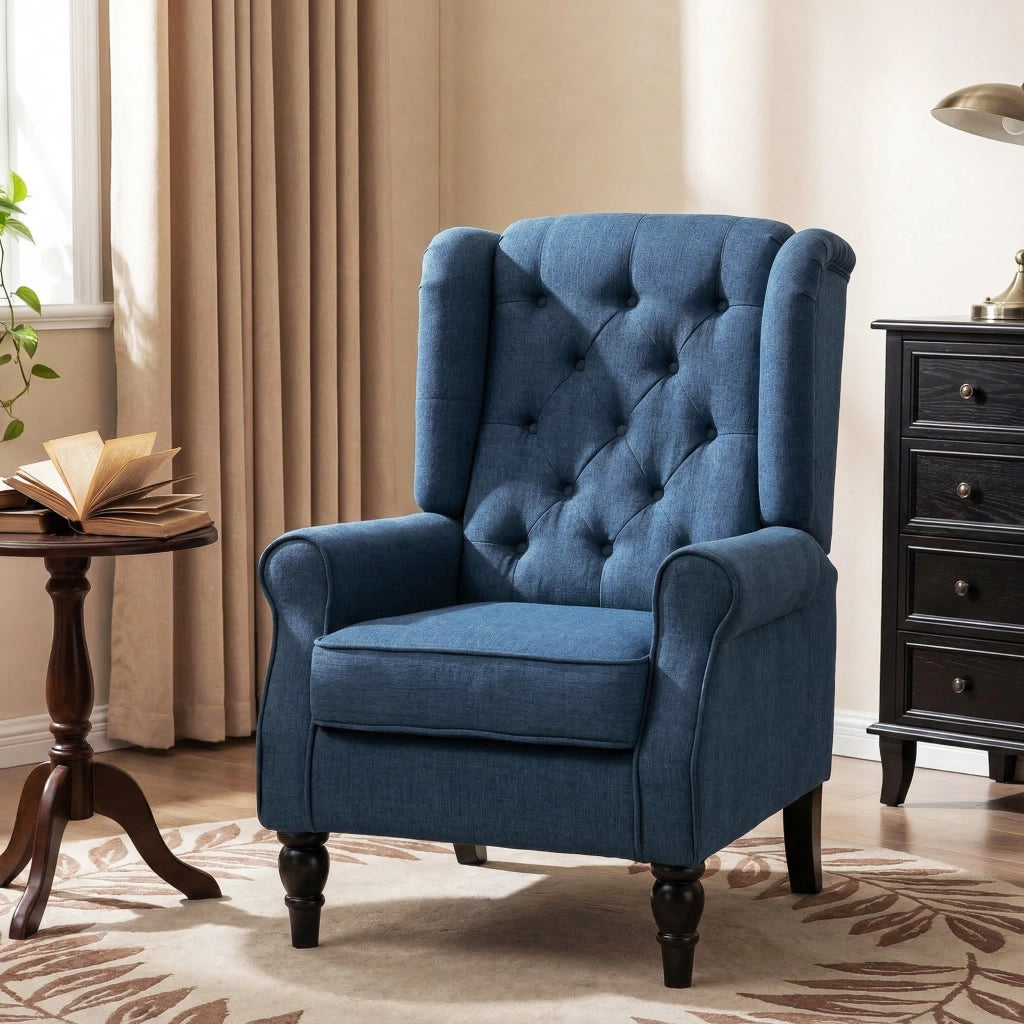 Poltrona ¨C Minimal ¨C Blu, Tessuto, 74x86x102 cm