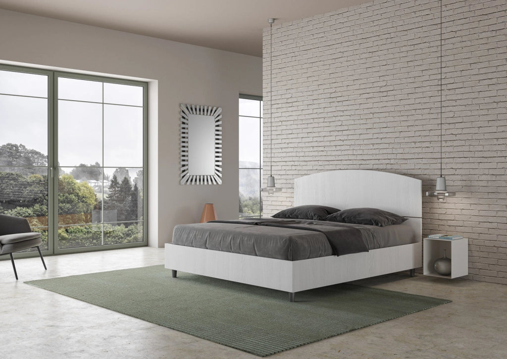 BS COM Letto matrimoniale con rete 160x190 bianco frassino