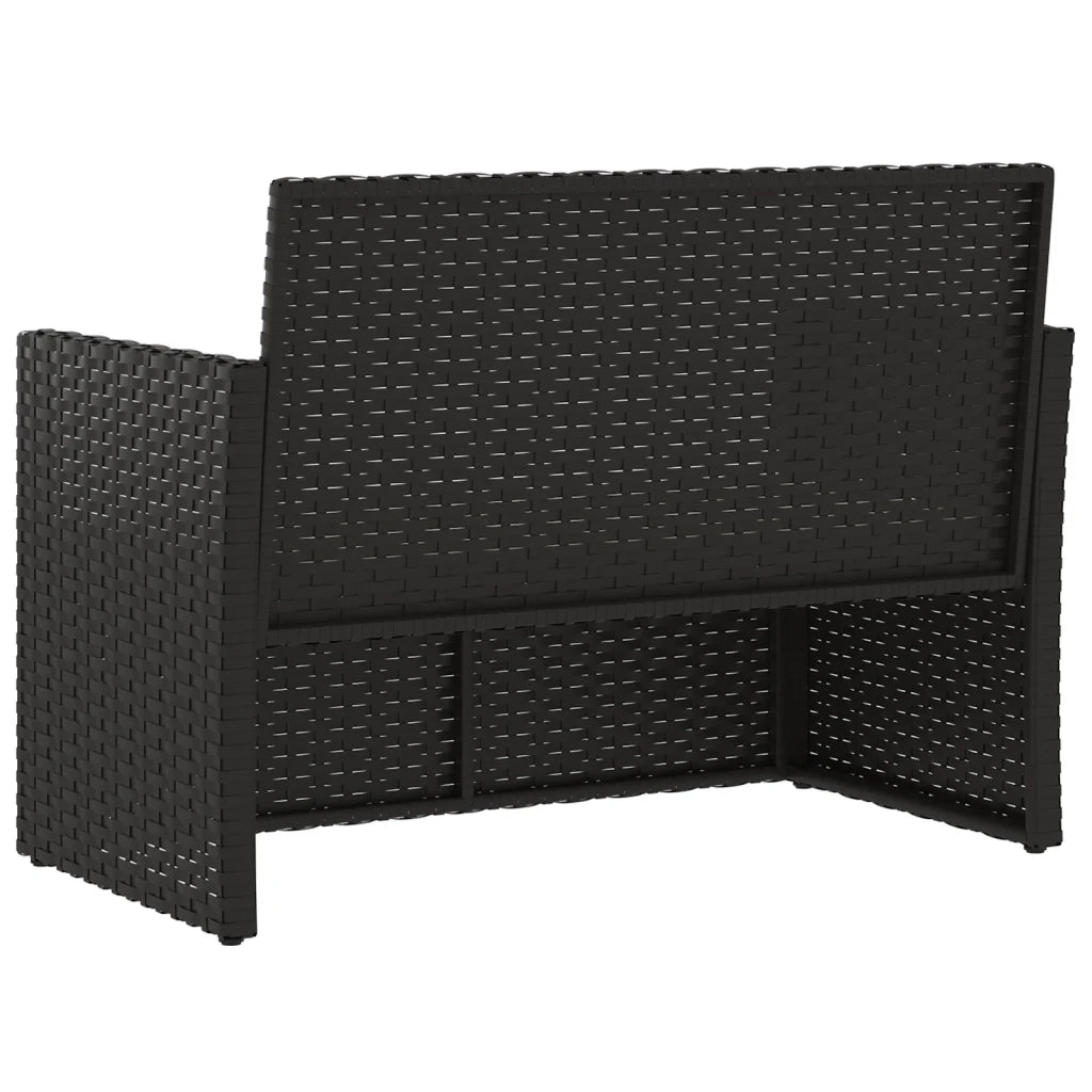 Panchina da Giardino | Panca da Giardino con Cuscini Nera 105 cm in Polyrattan