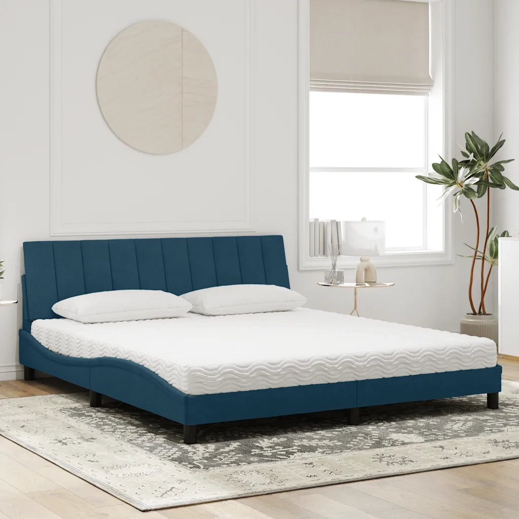 Letto con Materasso Hanko Blu 180x200 cm in Velluto 3208614