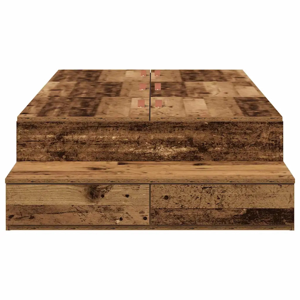 Struttura letto con contenitore-Giroletto con contenitore Legno vecchio 100 cm