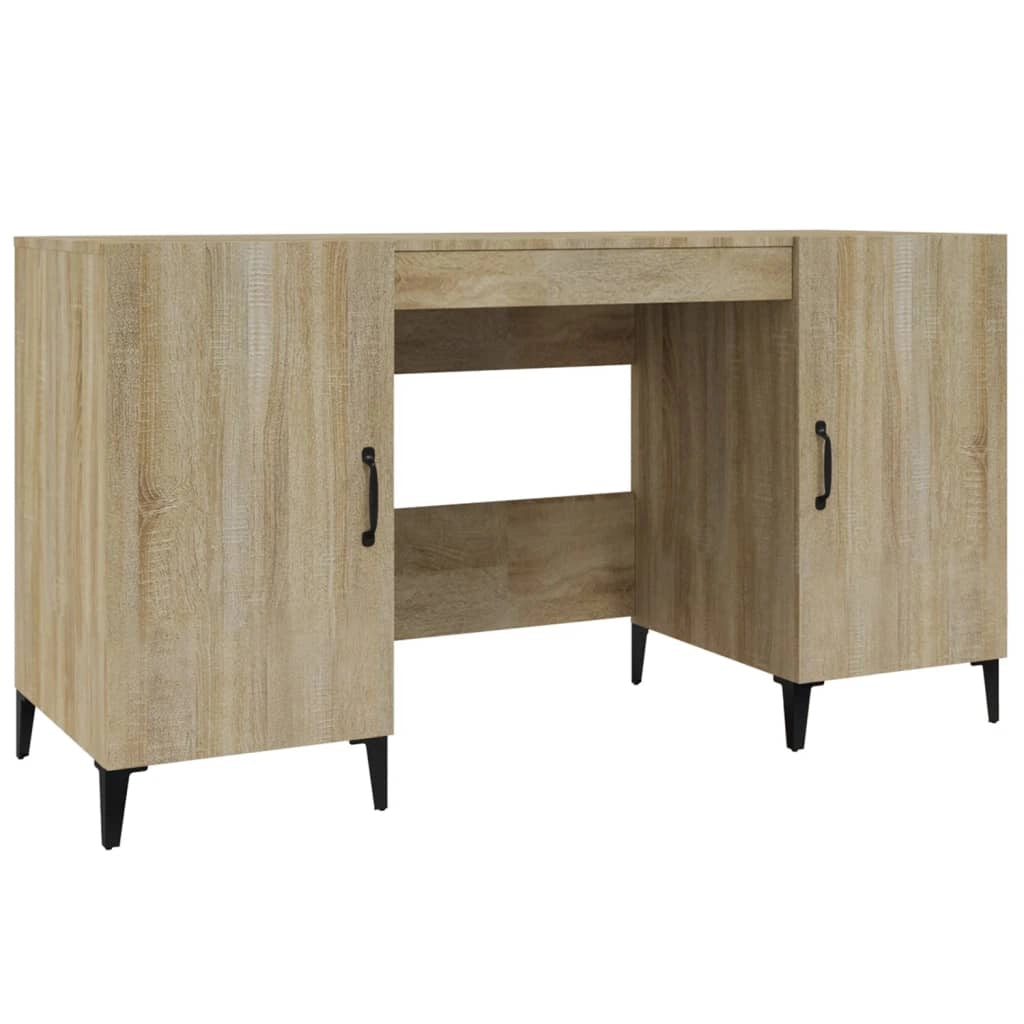 Scrivania tavolo postazione di lavoro mobile per computer studio rovere Sonoma 140 x 50 x 75 cm legno ingegnerizzato marrone 02_0023645