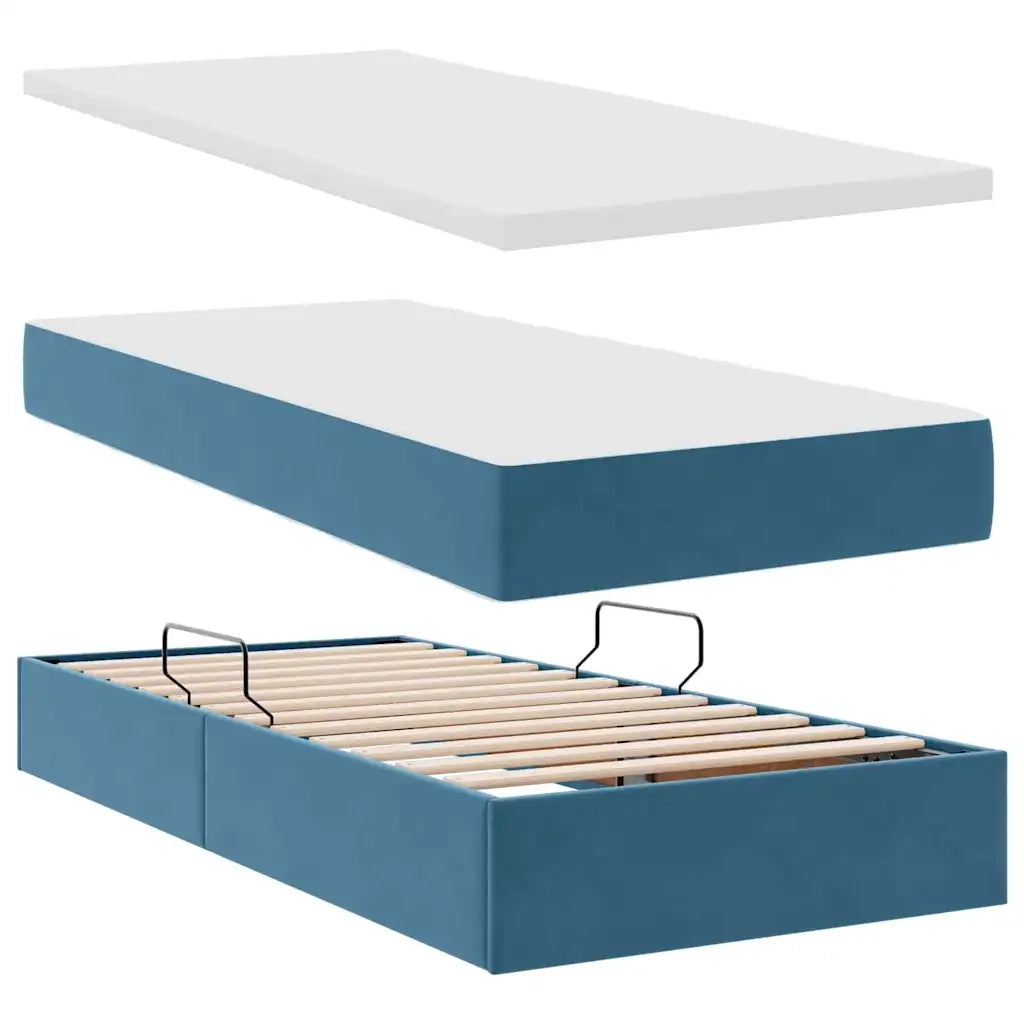 Letto con Contenitore Blu Scuro 90 x 200 cm Velluto 3370855