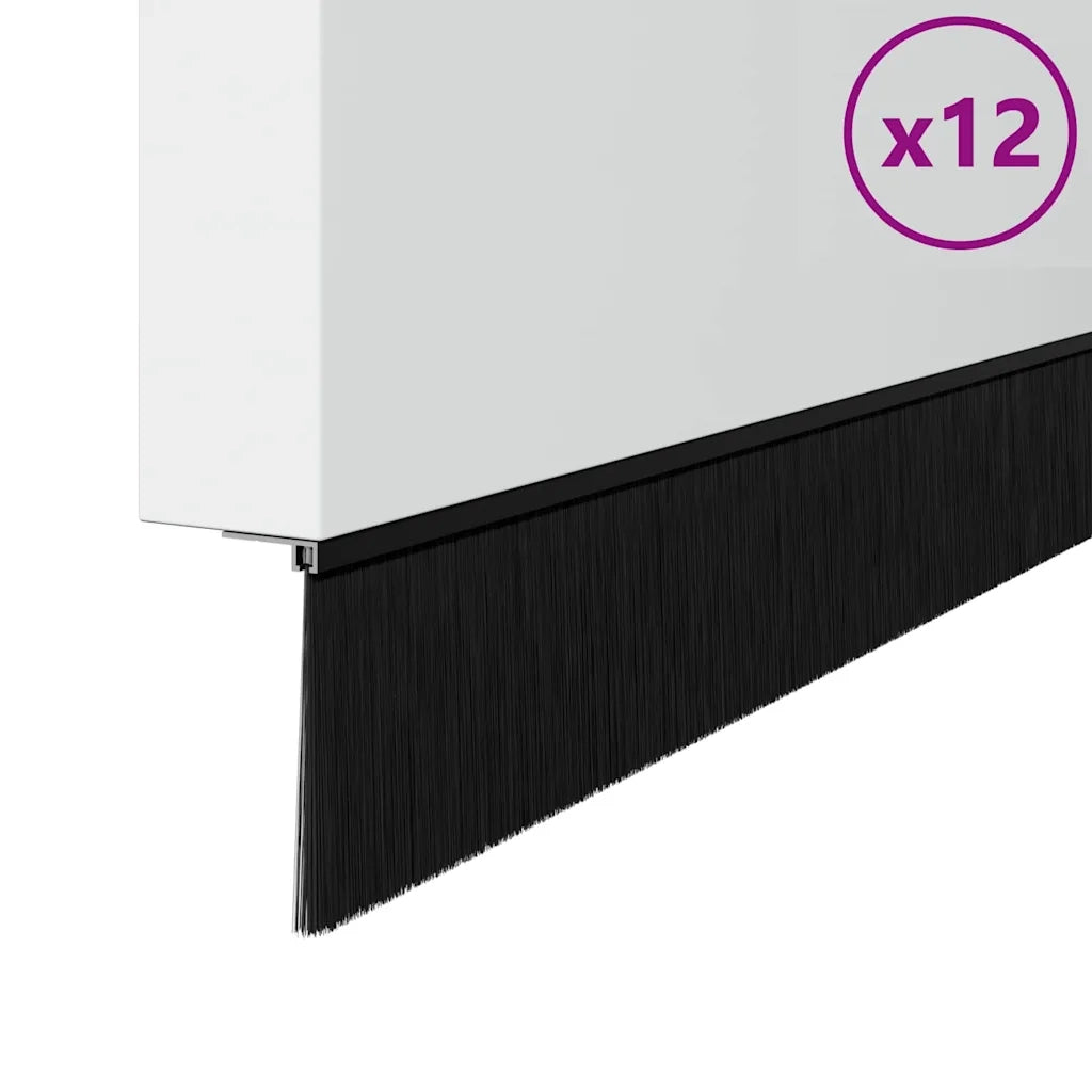 Spazzole per porte a vite 12 pcs Nero 100 cm Lega di alluminio 42019604