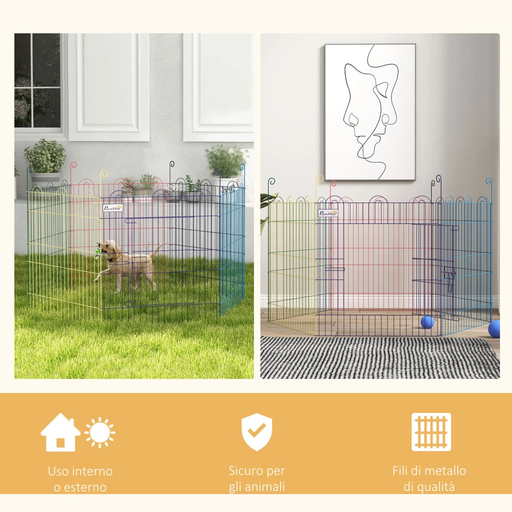 Cancello per Cani a 6 Pannelli ¨C zephmum ¨C Metallo, ?120x60 cm, Grigio