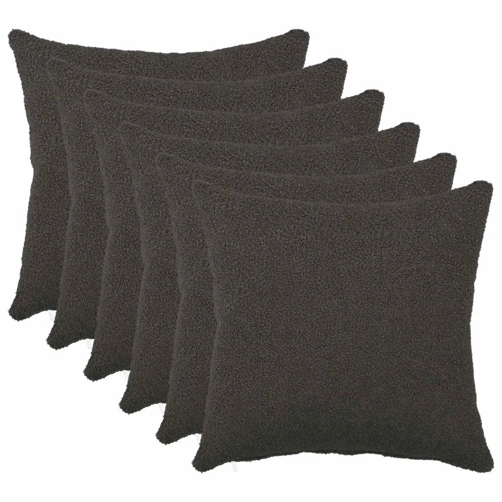 Federa 6 pcs HEERLEN Grigio Scuro 30 x 30 cm Bouclé 907456