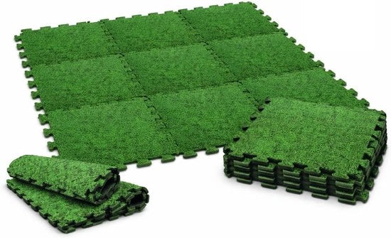 Set di Pannelli di Gomma per Piscina 50 x 50 cm, Confezione da 12, Pannelli di Gomma Extra Spessi, Sottopiano morbido con Finestra a Graticola per Piscina e Area di Gioco