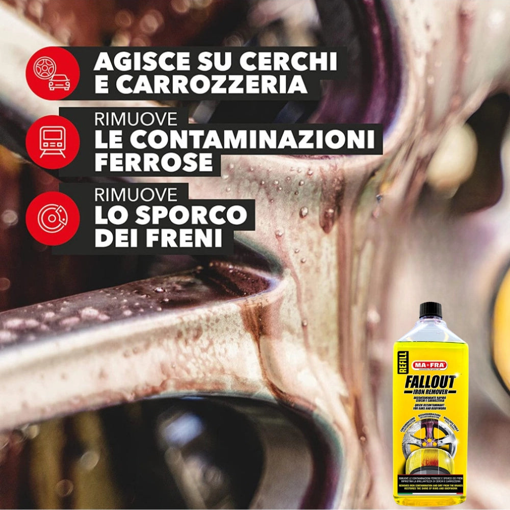 Fallout iron remover 1000 ml decontaminante ferroso per cerchi e carrozzeria