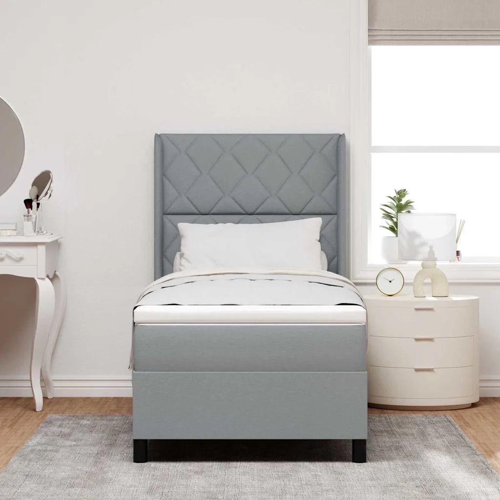 Letto a molle con materasso Grigio chiaro 90 x 200 cm Tessuto 3341686