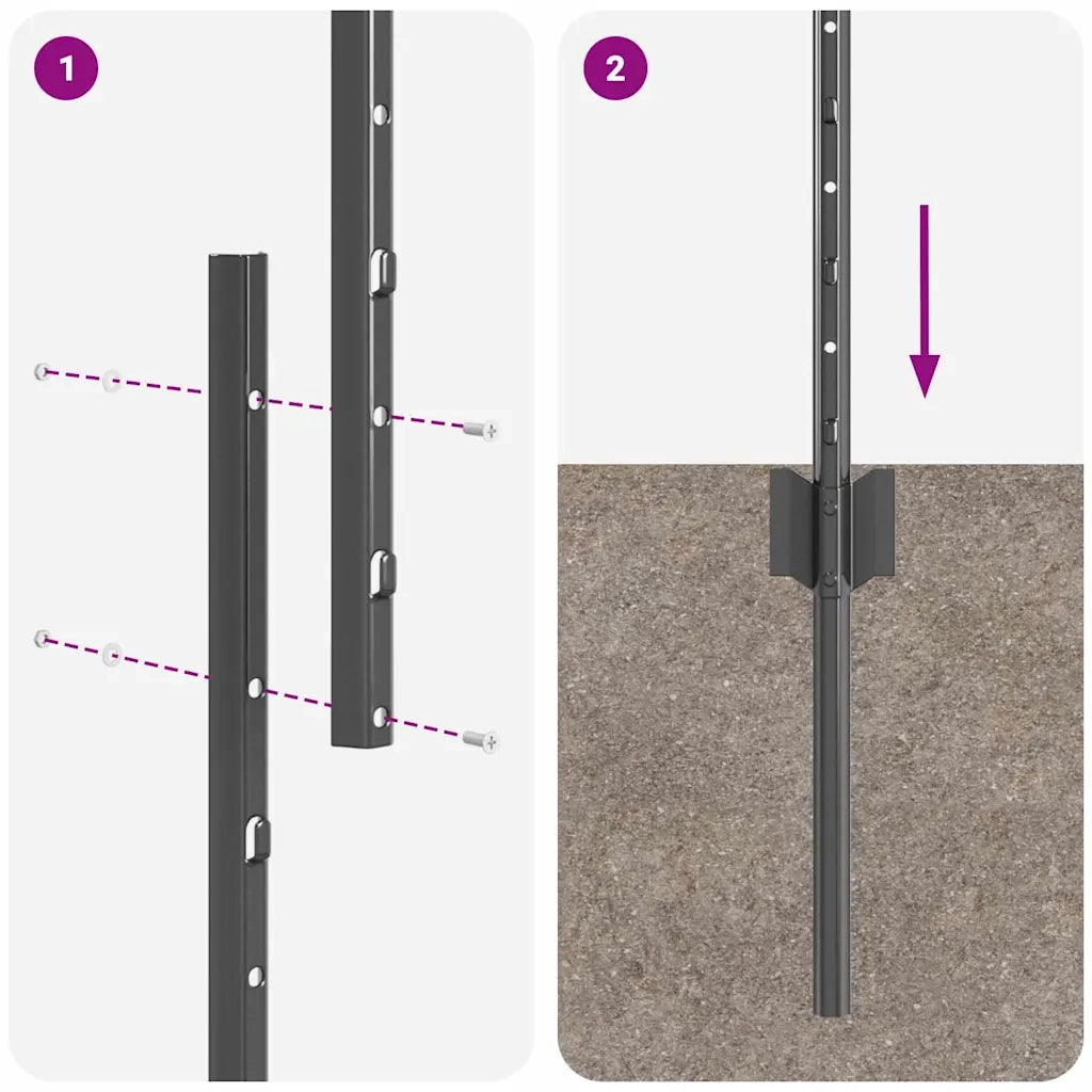 Palo della recinzione 11 pcs Grigio 150 cm Acciaio 42006287