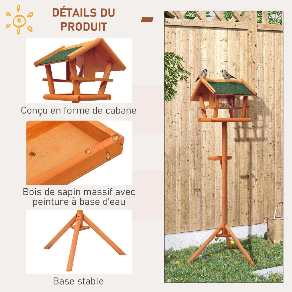 Mangiatoia per uccelli con piede e nido ¨C Minimal ¨C Legno 150cm