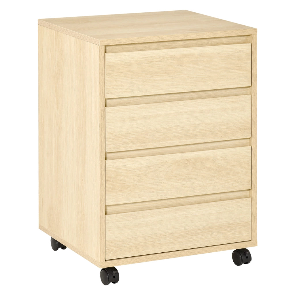 Scrivania con cassetti ¨C Minimal ¨C Legno chiaro 4 cassetti ruote