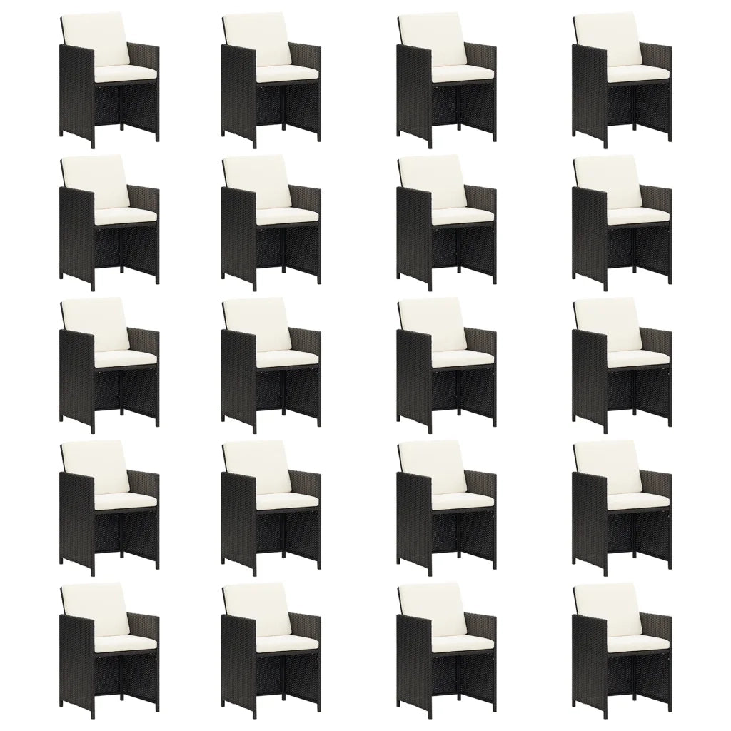 Set da Pranzo da Giardino 21 pz con Cuscini in Polyrattan Nero 3095667