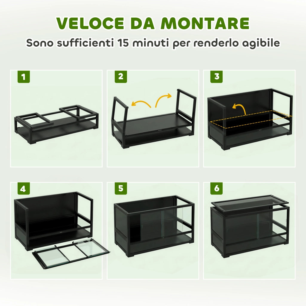 Rettilario Rialzato Pieghevole ¨C zephmum ¨C Nero 60x45x32 cm