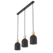 Lampada a sospensione MESI nera legno 3xGU10 Emibig